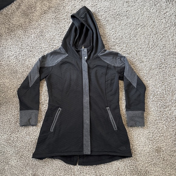 The North Face Jackets & Blazers - THE NORTH FACE Womens ReCOVER UP Fleece Hooded Jacket Coat BLack Gray Large L